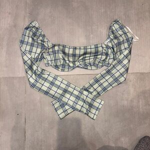 Princess Polly Green and Blue Checkered Top